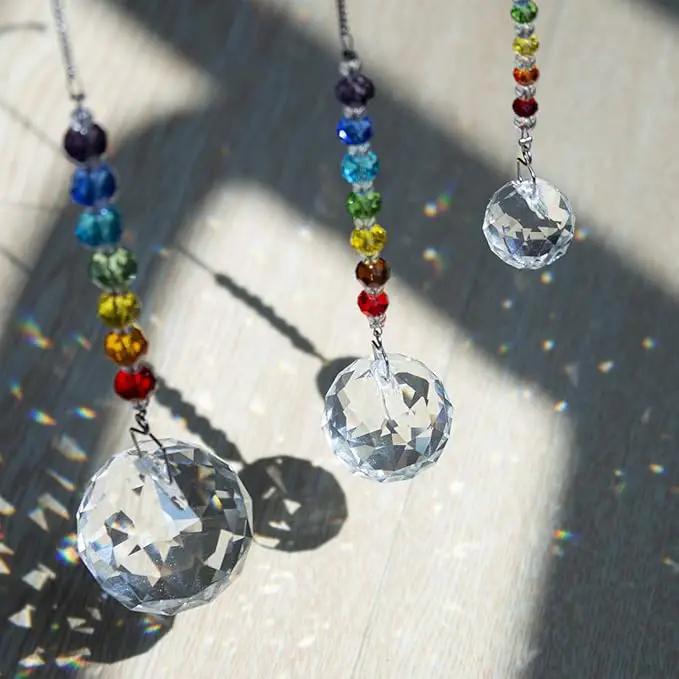 HDCRYSTALGIFTS Memorial Gift,Crystal Ball Prism Rainbow Maker Chakra Suncatcher Hanging Beads Window Sun Catcher Sympathy Gifts for Loss of Loved One,Set of 3 by GreenHaven Gardens