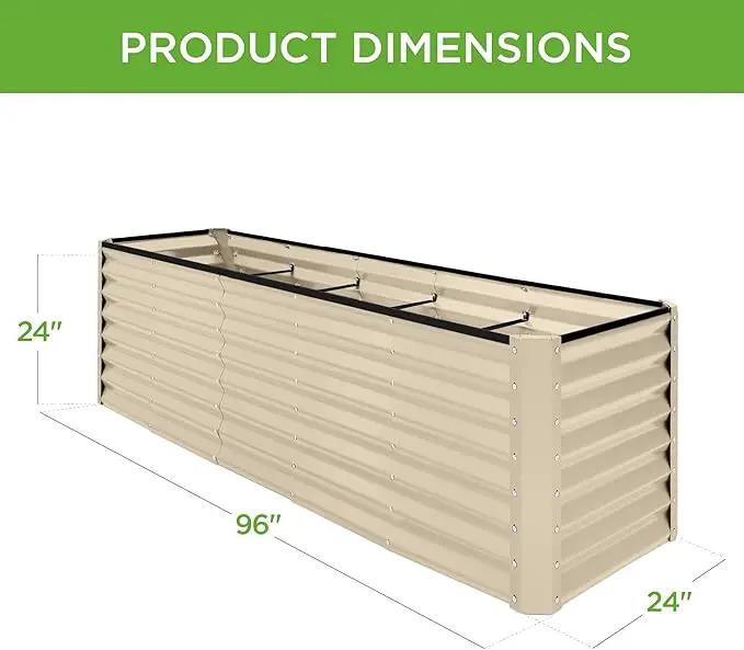 Best Choice Products 8x2x2ft Outdoor Metal Raised Garden Bed, Rectangular Deep Root Planter Box for Vegetables, Flowers, Herbs, and Succulents w/ 239 Gallon Capacity - Beige by GreenHaven Gardens