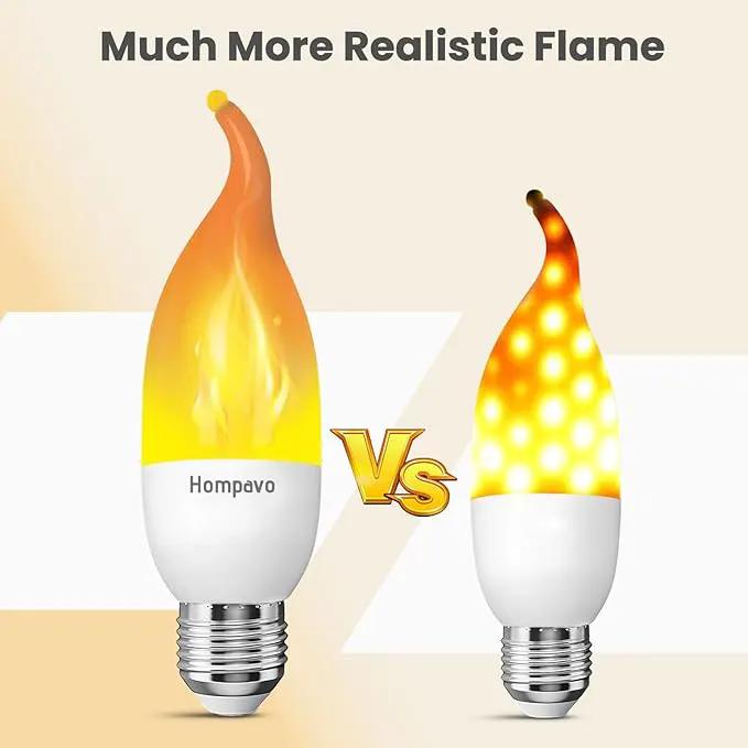 Hompavo Upgraded LED Flame Light Bulbs, 3 Modes Flickering Light Bulbs, E26 Chandelier Base Candle Fire Light Bulb for Halloween Christmas Party Porch Indoor & Outdoor Home Decoration - 8 Pack by GreenHaven Gardens