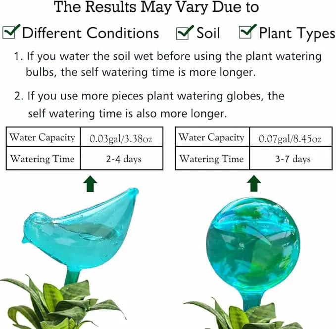 Plant Self Watering Globes - 10pcs Flower Self Watering Planter Insert, Plastic Self Watering Bulbs Auto for Plants, Garden Water Device Drippers System for Travel Business Trip Plant Self-Watering by GreenHaven Gardens