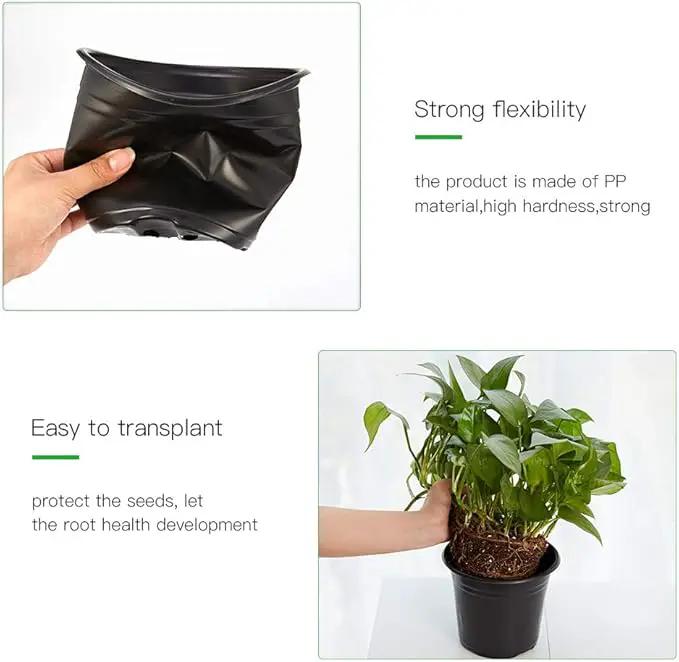 JERIA 100-Pack 0.5 Gallon Plant Nursery Pots, Plastic Pots for Flower Seedling, Flower Plant Container Seed Starting Pot, Come with 100 Pcs Plant Labels(Black) by GreenHaven Gardens