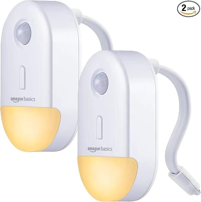 Amazon Basics Color Changing LED Toilet Bowl Motion Sensor Light, Battery Operated, 2 Pack, White by GreenHaven Gardens