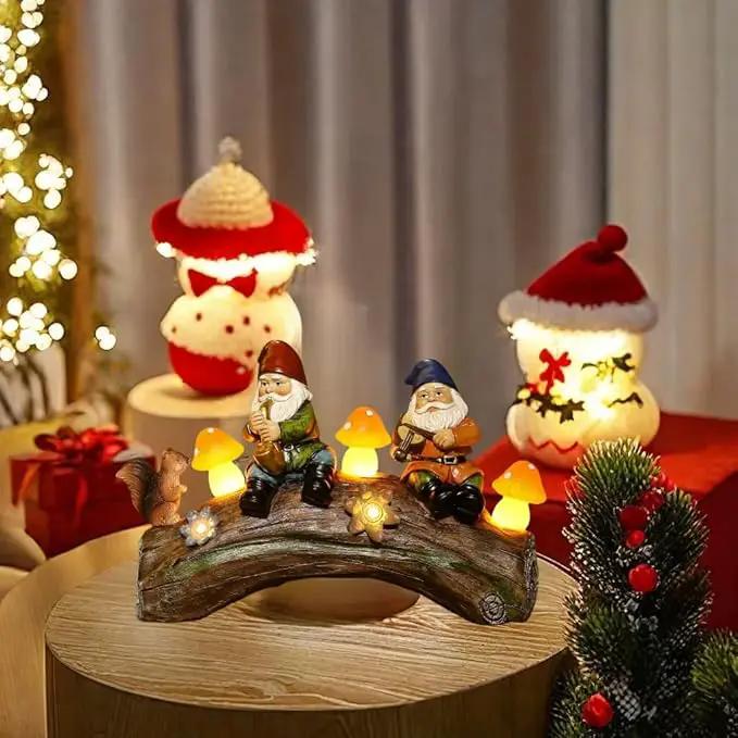 Funny Garden Gnome Statue Solar Powered Mushroom Figurine with Squirrel Gnome Durable Resin Outdoor Decoration for Patio Yard Lawn Ornament Housewarming Gift by GreenHaven Gardens