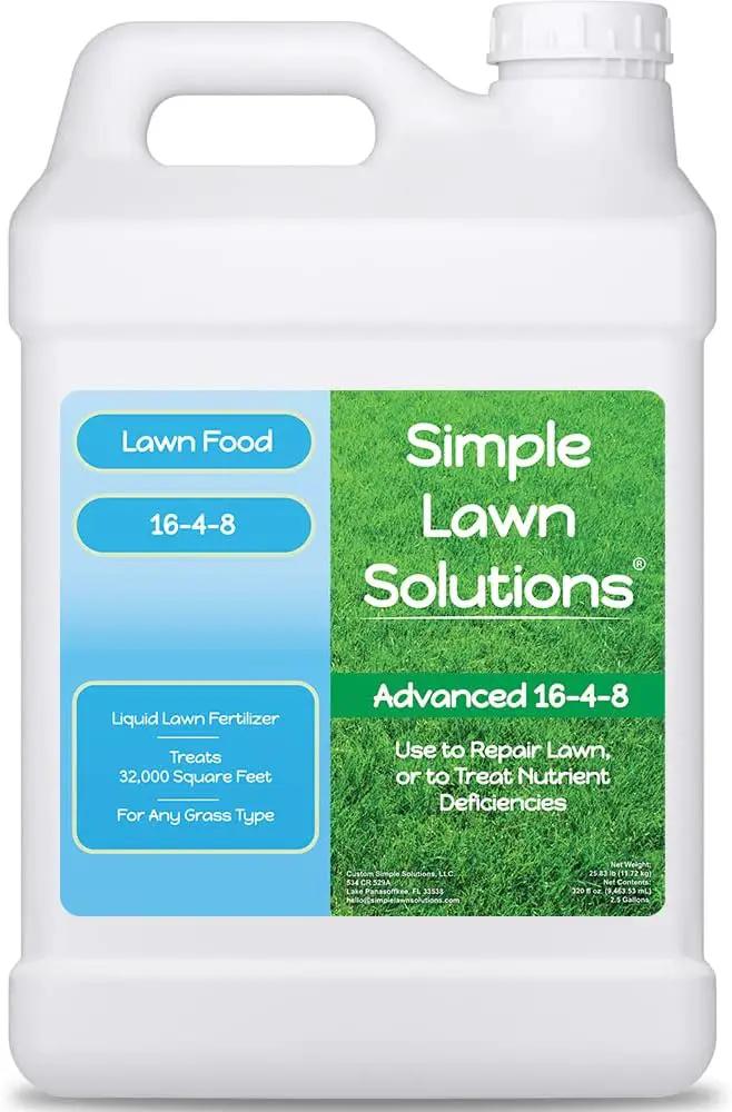 Advanced 16-4-8 Lawn Fertilizer - Liquid Lawn Food Spring & Summer Concentrated Spray - Any Grass Type- Fish and Seaweed Kelp- Balanced NPK - Simple Lawn Solutions (2.5 Gallons) by GreenHaven Gardens