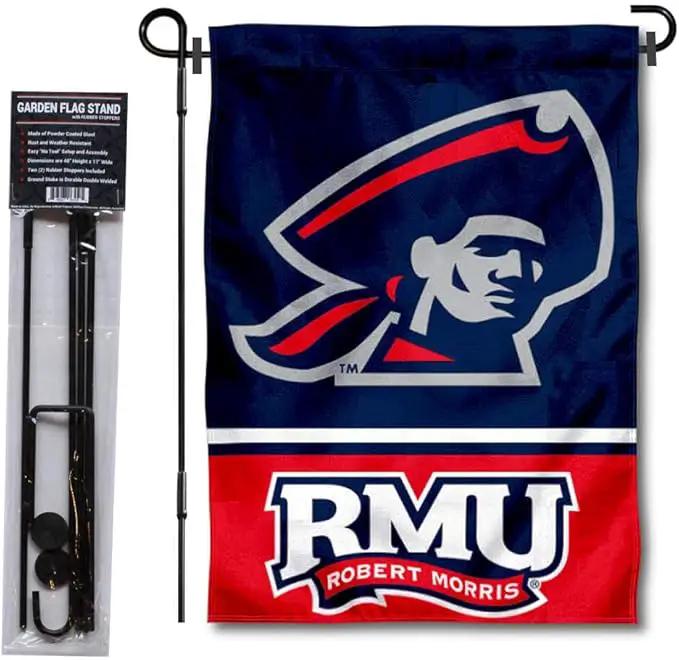 College Flags & Banners Co. Robert Morris Colonials Garden Flag with Stand Holder by GreenHaven Gardens
