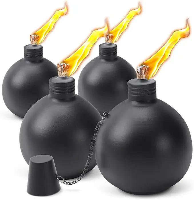 4 Pack Citronella Tabletop Torches, 25 oz Table Top Torches for Outdoor, Metal Oil Burner Candles, Garden Torches with Fiberglass Wick for Yard, Patio, Deck, Garden, Party, Landscape. by GreenHaven Gardens
