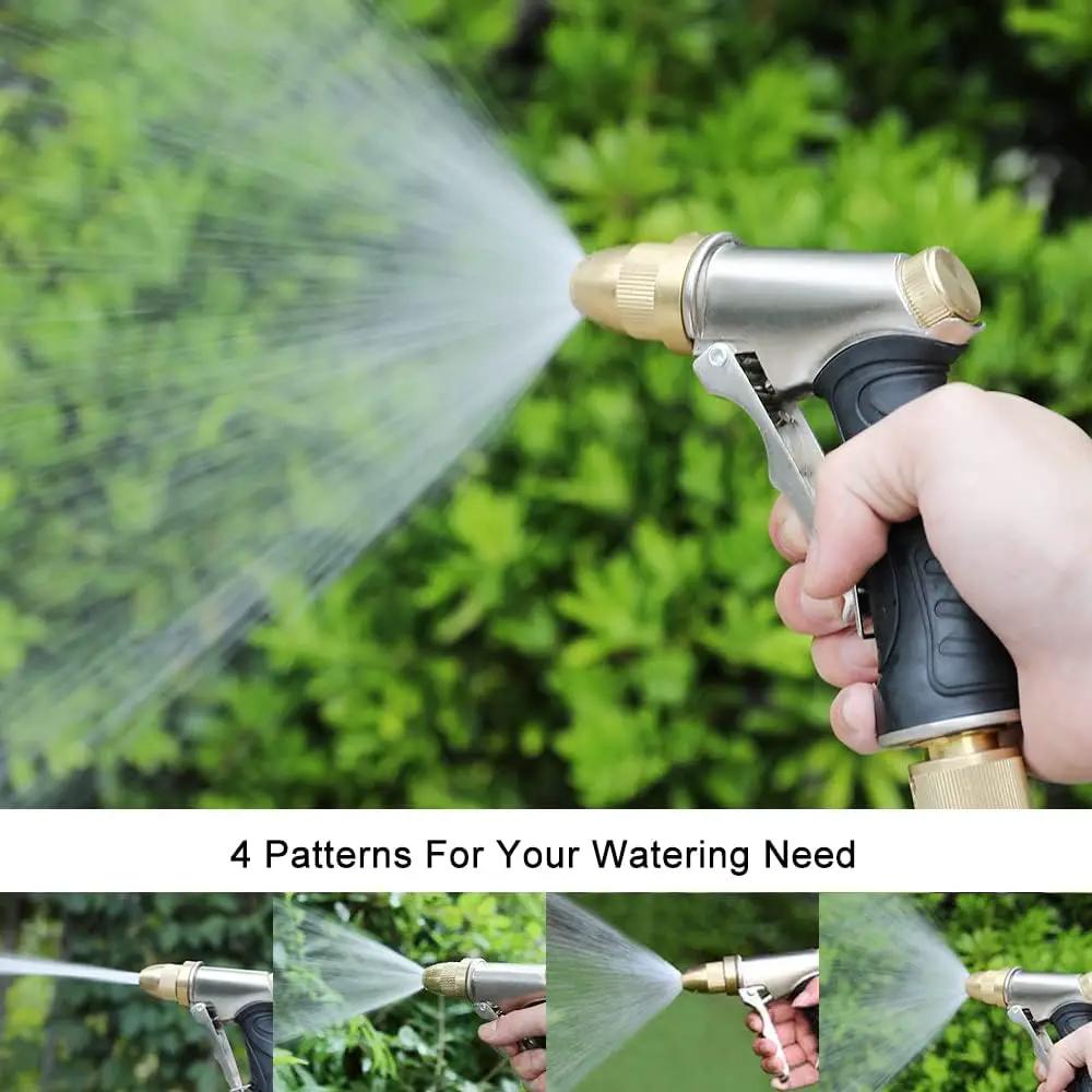 FANHAO Garden Hose Nozzle, 100% Heavy Duty Metal Spray Nozzle High Pressure Water Nozzle with 4 Patterns for Watering Garden, Washing Cars and Showering Pets - Full Brass Nozzle + ABS Non-Slip Grip by GreenHaven Gardens