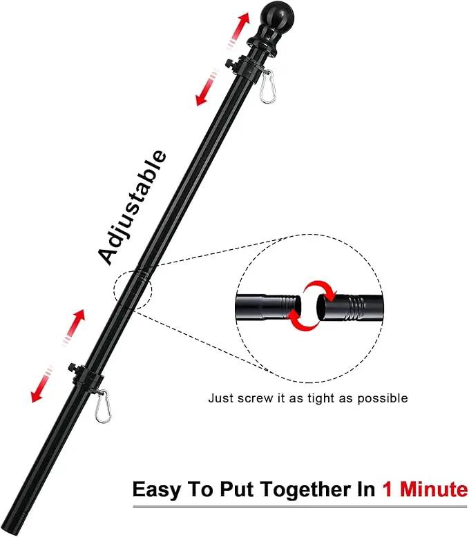 COCONUT Flag Pole for House, 5FT Black Stainless Steel Wall Mount Flagpole Suitable for 3x5 American Flags, Perfect for Yard Truck Porch Boat (Flag Pole Only) by GreenHaven Gardens