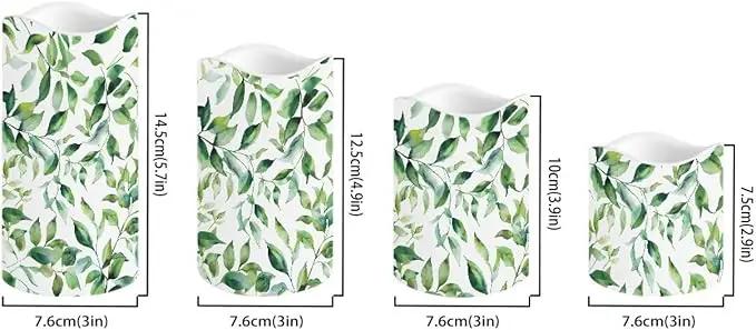 Ystardream Green Leaf Flameless Candles with Timer 4 PCS Led Candle Battery Operated Fake Candle for Indoor Outdoor,Virthdays,Christmas,Thanksgiving,Valentine's Day by GreenHaven Gardens