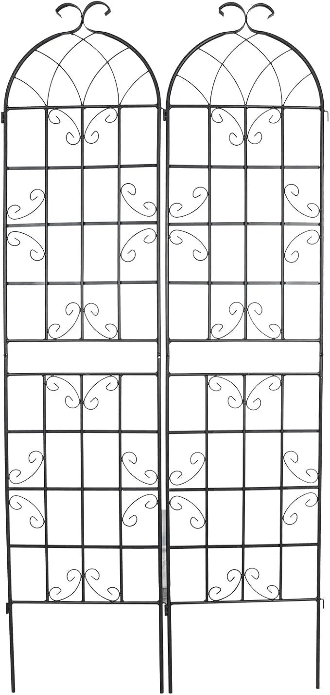 2 Pack Metal Garden Trellis 86.2x19.7inch for Climbing Plants,Rustproof Sturdy Black Steel Trellis Plants Support Outdoor for Outdoor Roses Vine Cucumbers Vegetables Flower Support by GreenHaven Gardens