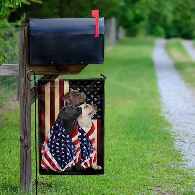 FLAGWIX Three Labrador Retriever Flag - Outdoor Labrador Decorations, Garden Flag (11.5" x 17.5"), Heavy-duty Canvas Labrador Flag Double Sided Garden Décor by GreenHaven Gardens