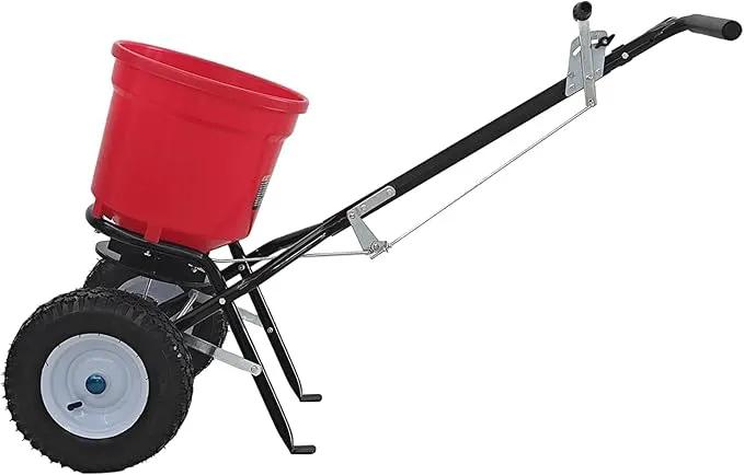 50lb Broadcast Spreader, Capacity Lawn Spreader & Fertilizer Spreader, Rustproof Poly Hopper, Adjustable Drop Rate, All-Terrain Pneumatic Tires, Epoxy-Coated Frame for Lawn Care, Red by GreenHaven Gardens