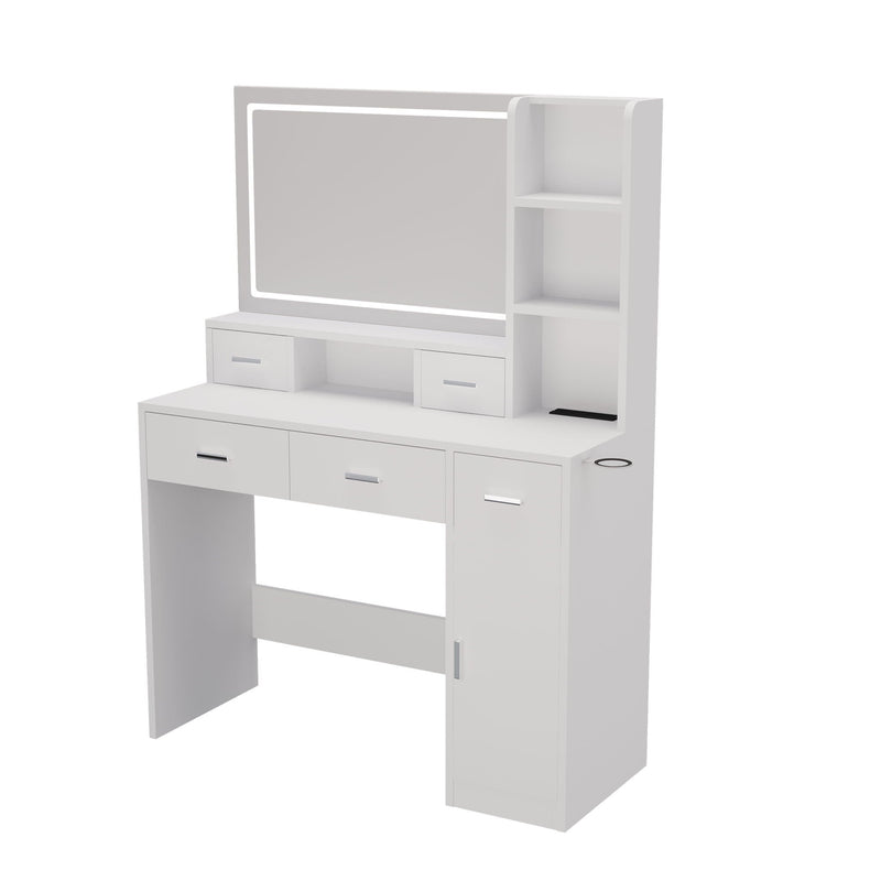 40.95" Newly Designed Smart Mirror Dressing Table With Drawers And Storage Cabinet, Dressing Table With Dressing Pad For Bedroom, Dressing Room by Unique Piece Furniture