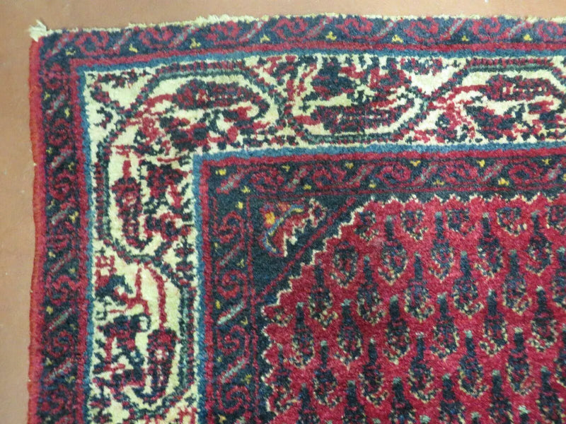 2.5' X 4' Vintage Handmade Indian Amritsar Wool Rug Paisley Design Red by Jewel Rugs