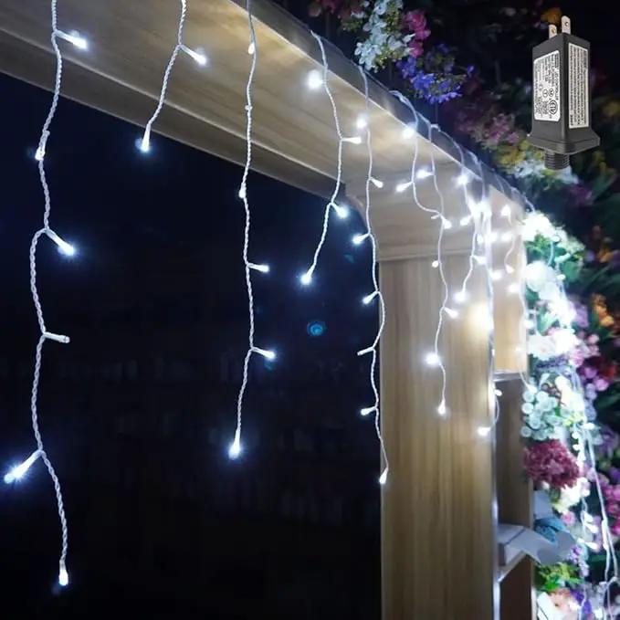 YASENN 300Led Icicle Style String Lights 29.5FT,Update Connectable 8 Lighting Modes with Timer Icicle Lights for Home Garden Outdoor Indoor Eave Decor (Cool White LED White Cable) by GreenHaven Gardens