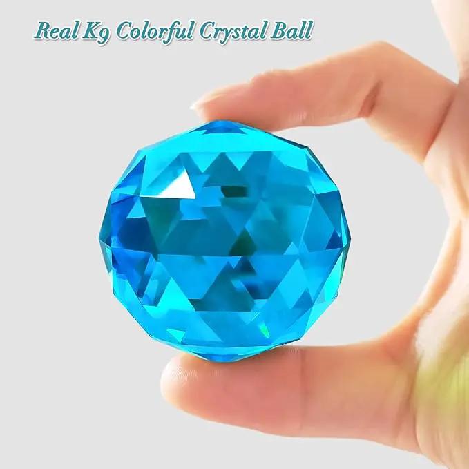 Fonmy Gazing Ball Spiral Tail -Decorative Wind Spinner Sun Catcher Rainbow Maker 11 inch Tail and 2 inch Peacock Blue Crystal Orb. Indoor Outdoor Garden Decoration -13 inch Height by GreenHaven Gardens