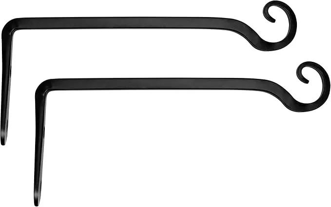 Mkono Hanging Plant Bracket 10 inch Metal Wall Plant Hook Decorative Plant Hanger for Bird Feeders, Planters, Lanterns, Wind Chimes, Home Decor Indoor Outdoor 2 Pack, Black by GreenHaven Gardens