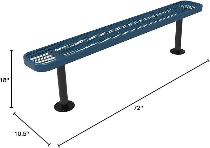 Coated Outdoor Furniture Heavy-Duty Outdoor Bench Thermoplastic Coated, Expanded Metal, Commercial-Grade Seating, Made in America (Surface Without Back, 6 Ft, Light Blue) by GreenHaven Gardens