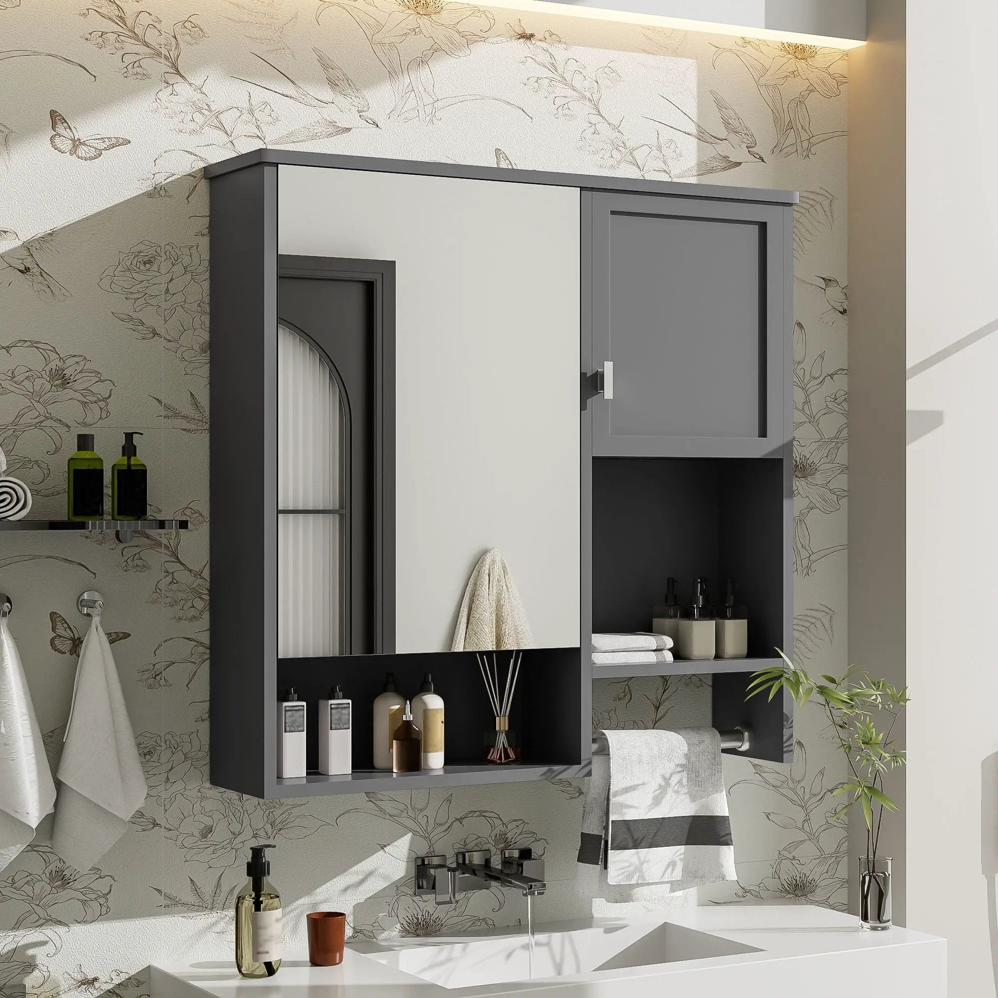 Modern Wall Mounted Bathroom Medicine Cabinet, Bathroom Wall Storage Cabinet With Mirror by Unique Piece Furniture
