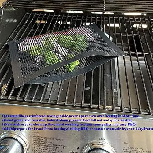 Bluedrop Non Stick Mesh Bag For Grill PTFE Toaster Oven Bags Barbecue Pockets Sheets Pack of 2 by GreenHaven Gardens