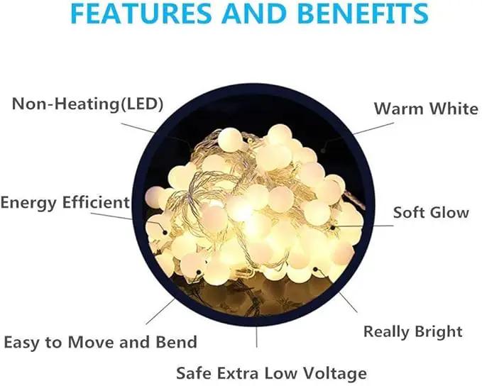 Globe String Lights 49 Feet 100 led,8 Modes Fairy Plug in Indoor String Lights for Bedroom,Classroom,Outdoor, Patio,Garden,Party,Wedding-Warm White by GreenHaven Gardens