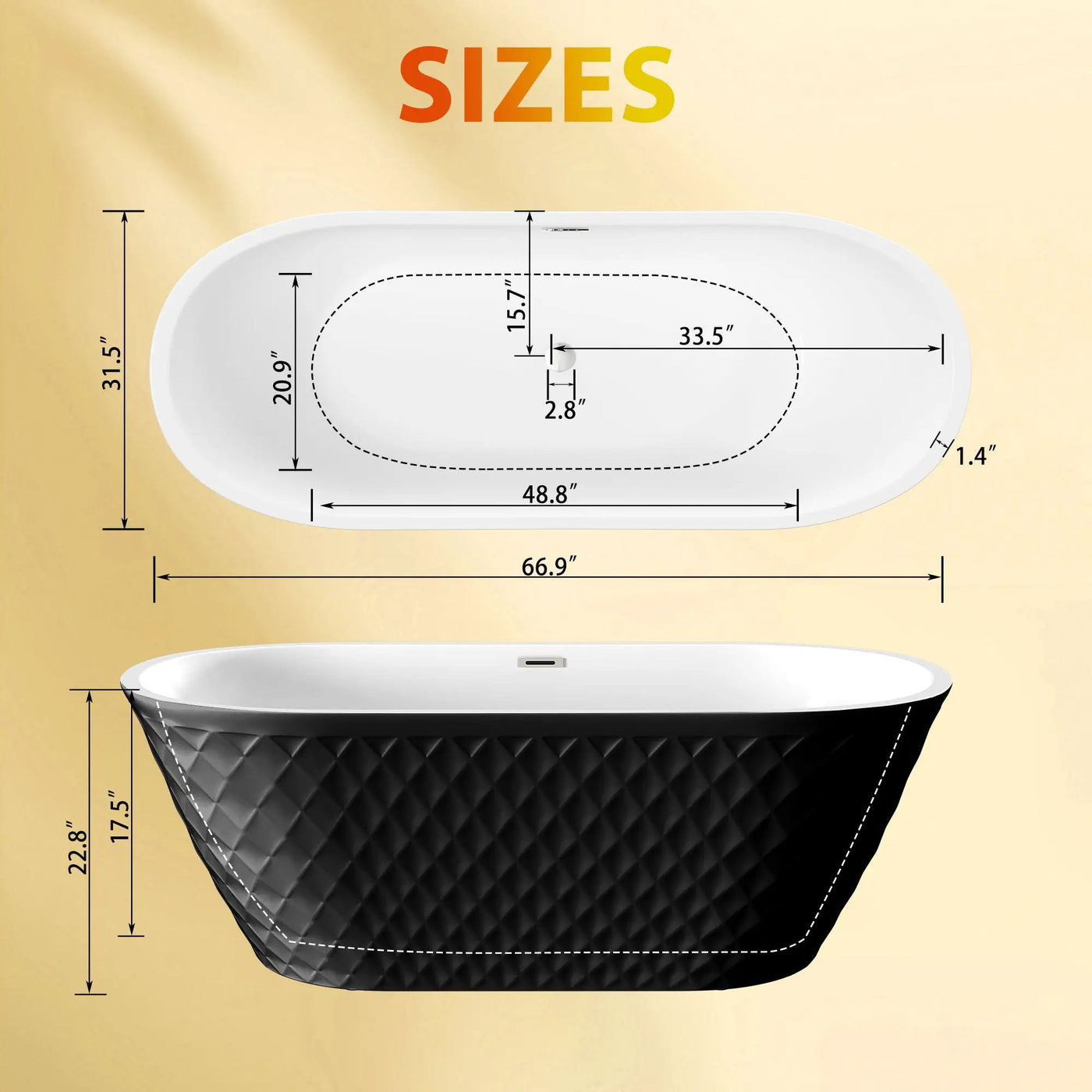 Freestanding Bathtub With Diamond Pattern Design by HouseOfZazla