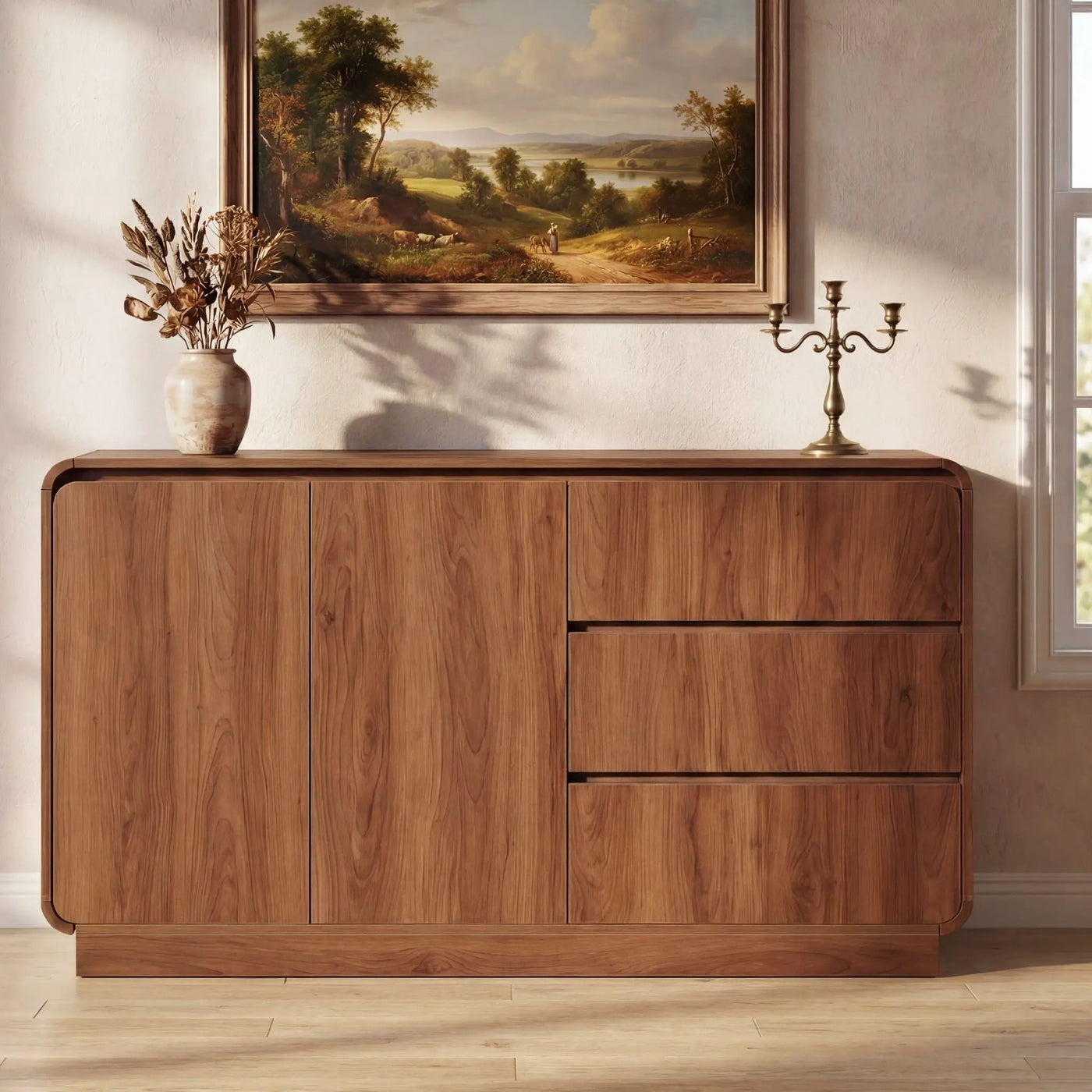 Sideboard, Wide Storage With 2 Doors And 3 Drawers by HouseOfZazla