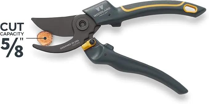 Woodland Tools Co. Duralight Bypass Pruning Shears – 5/8" Cut Capacity, Lightweight Hand Pruner, High Carbon Steel Blade, Adjustable Lock, Internal Spring, Soft Grip Garden Tool for Plants and Shrubs by GreenHaven Gardens