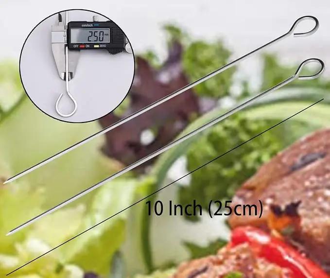 10 inch Barbecue Skewers, HONSHEN Metal BBQ Sticks,12Pack Stainless Steel Square Skewer,Kebob,kabob Sets for Grill Outings Cooking (BBQ Skewers Square 10inch-12p) by GreenHaven Gardens