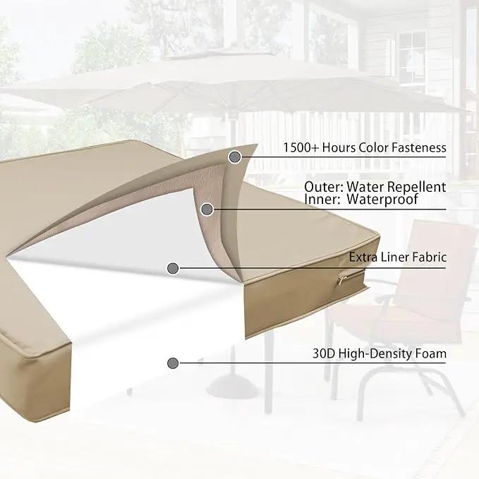 Outdoor Deep Seat Cushion Set 22" x 22", Water Repellent & Fade Resistant Cushion for Patio Furniture, Back & Seat Cushion with Removable Covers for Sofa, Couch, Beige by GreenHaven Gardens