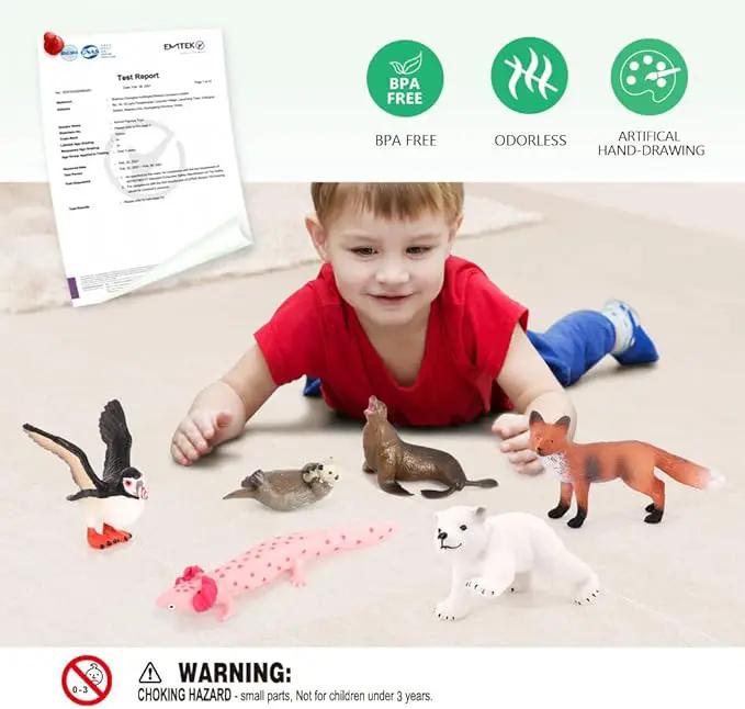 Volnau Safari Animal Figurines Toys 12PCS North America Figures Zoo Pack for Toddlers Kids Christmas Decoration Gift Preschool Educational Bald Eagle Bear Salmon Salamander Jungle Forest Cake Topper by GreenHaven Gardens