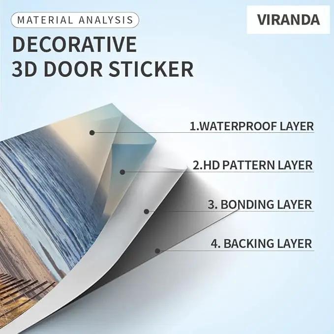 3D Door Decal Peel and Stick Stickers Removable Murals Self-Adhesive DIY Wallpaper PVC Waterproof - Seascape - Poster for Bedroom Living Room Decor 37.4 x 84.6 inch by GreenHaven Gardens
