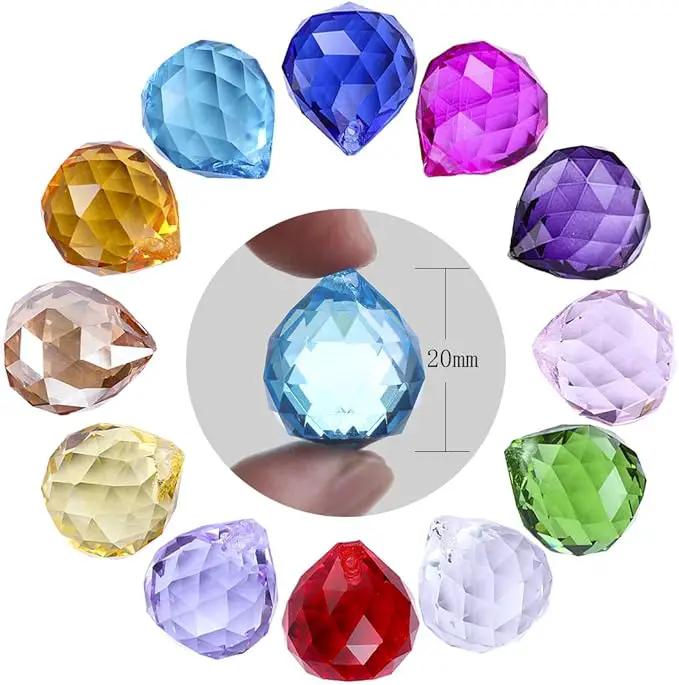H&D 20mm Multi-Color Crystal Ball Prism Feng Shui Faceted Decorating,Pack of 12 by GreenHaven Gardens