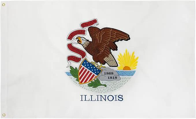 TOPFLAGS Illinois Flag 3x5 Ft IL State Flags Embroidered Heavy Duty for Outdoor with 2 Brass Grommets 4 Stitching Rows Vivid Color Sewn Stripes by GreenHaven Gardens