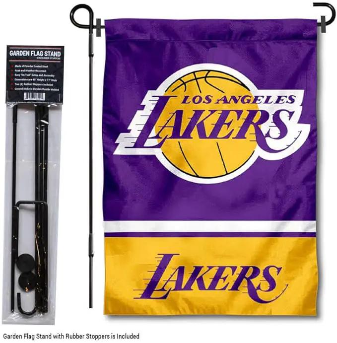 WinCraft Los Angeles Lakers Garden Flag and Pole Stand Holder by GreenHaven Gardens