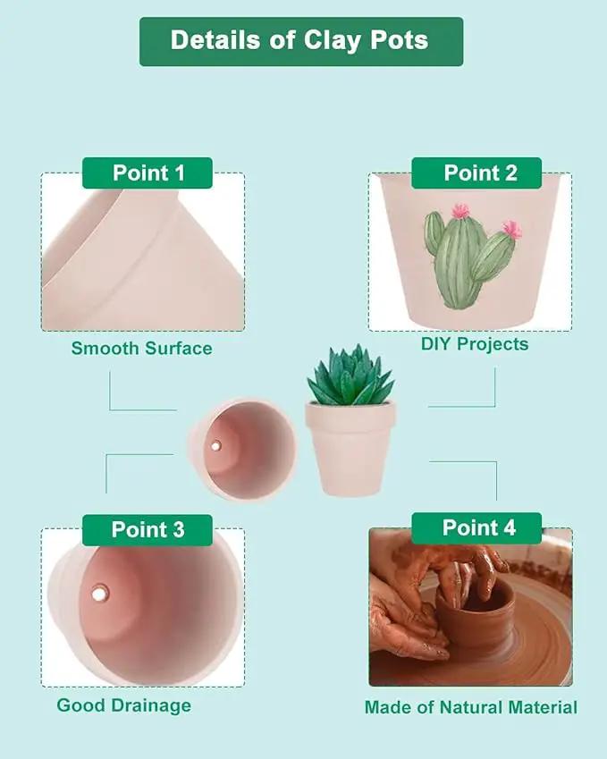 vensovo 48 Pcs 2" Tiny Terracotta & Terra Cotta Pots with Drainage - Pink Small Mini Clay Ceramic Pottery Planter Ideal for Indoor/Outdoor Plants, Crafts, Wedding Favors by GreenHaven Gardens