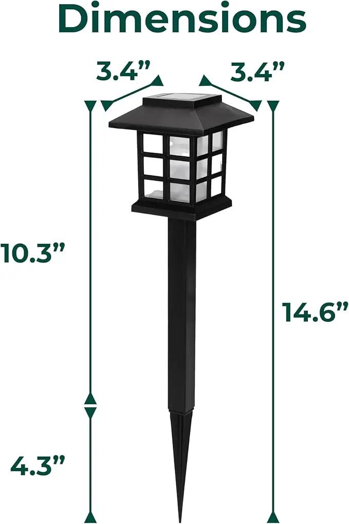 TECHKO Solar Classic Lantern Garden Pathway Lights – Dusk-to-Dawn, Weather-Resistant Outdoor LED Lighting (4-Pack) by GreenHaven Gardens