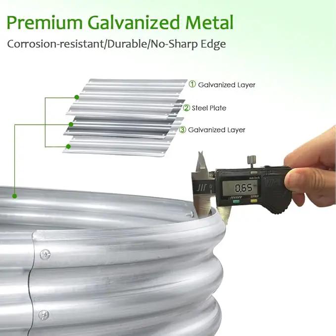 FORTUNO 2 Pcs 2 Ft Round Raised Garden Bed Box Galvanized Metal Outdoor Flower Bed Steel Patio Ground Planter for Planting Vegetables and Herbs, Silver by GreenHaven Gardens
