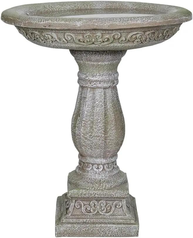 SKYFIRE 20”Dia.X 23.8”Tall Outdoor Birdbath with Pedestal - Modern Garden Birdbaths Outdoor Decor for Bird Spa & Birdfeeder, Floor Bird Baths for Garden Patio, Yard, Lawn by GreenHaven Gardens