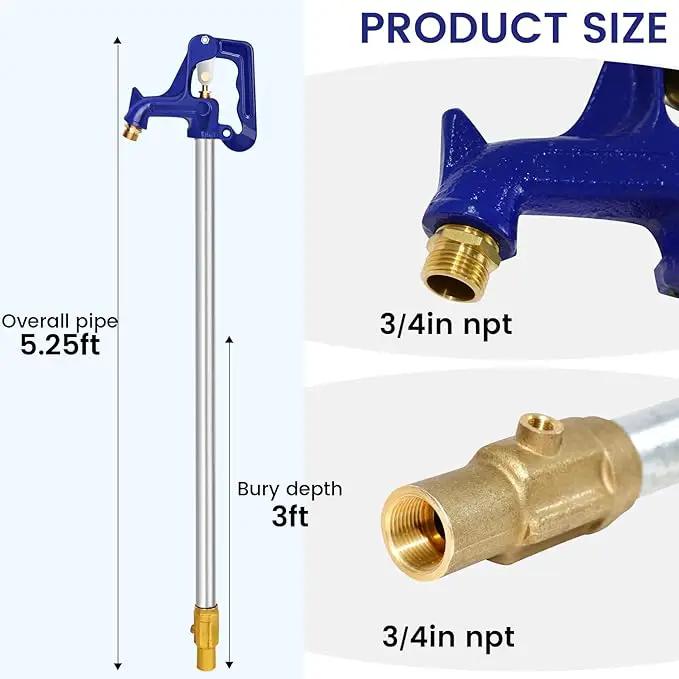 5.25FT Frost-Free Yard Hydrant, Freezeless Frost Proof Hydrant,Total Length 5.25ft, 36" Bury Depth,Water Hydrant 3/4" Pipe Connection,for Yard,Garden,Pasture Irrigation and Drinking by GreenHaven Gardens