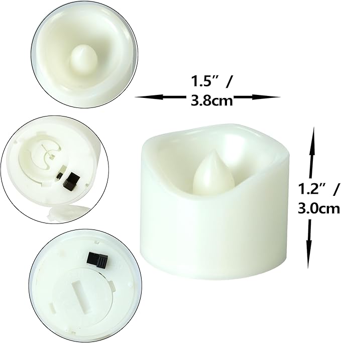 12 Pack Battery Operated Flameless LED Votive Tealight Candles Realistic Flickering Electric Tea Lights Set Bulk Halloween Pumpkin Jack O Lantern Party Wedding Decorations Centerpieces Batteries Incl. by GreenHaven Gardens