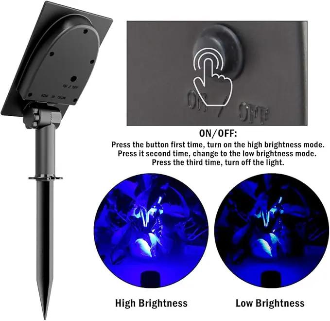 T-SUNUS Solar Spot Lights Blue - Outdoor Wall Lights with 9.8ft Cable, IP65 Waterproof, Separated Solar Panel for Yard, Driveway, Pathway, Pool, Tree, Patio Landscaping by GreenHaven Gardens