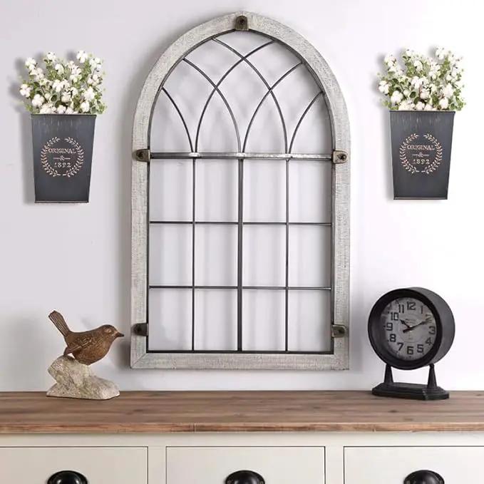 LESEN Rustic Metal Wall Planter Country Home Hanging Wall Vase Pocket for Plants or Flower Indoor or Outdoor Farmhouse Wall Decor,Set of 2 by GreenHaven Gardens