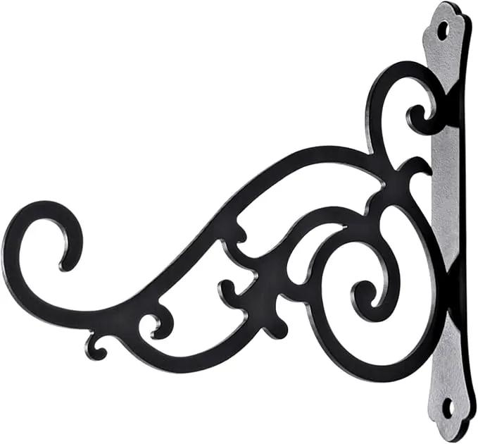 2 Pieces 8-Inch Outdoor Decorative Iron Wall Hooks for Hanging Lanterns Indoor Plants Hummingbird Feeders, Black by GreenHaven Gardens
