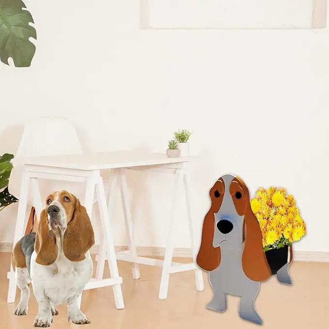 Basset Hound Dog Planter Plant Pots,Cute Garden Dog Flower Planter,Dog Planters Birthday Gifts for Women,Office,Indoor/Outdoor Decor（9.45 * 8.54 * 13.23in） by GreenHaven Gardens