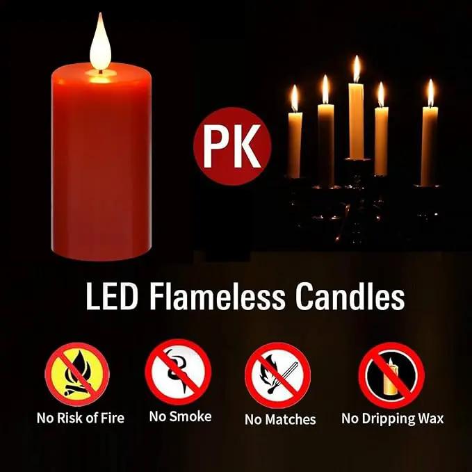 Flameless Flickering Battery Operated Candles 9PACK Real Wax Pillar LED Candles with 10-Key Remote Control and 24 Hours Timer for Wedding, Party, Home Decoration (Red) by GreenHaven Gardens
