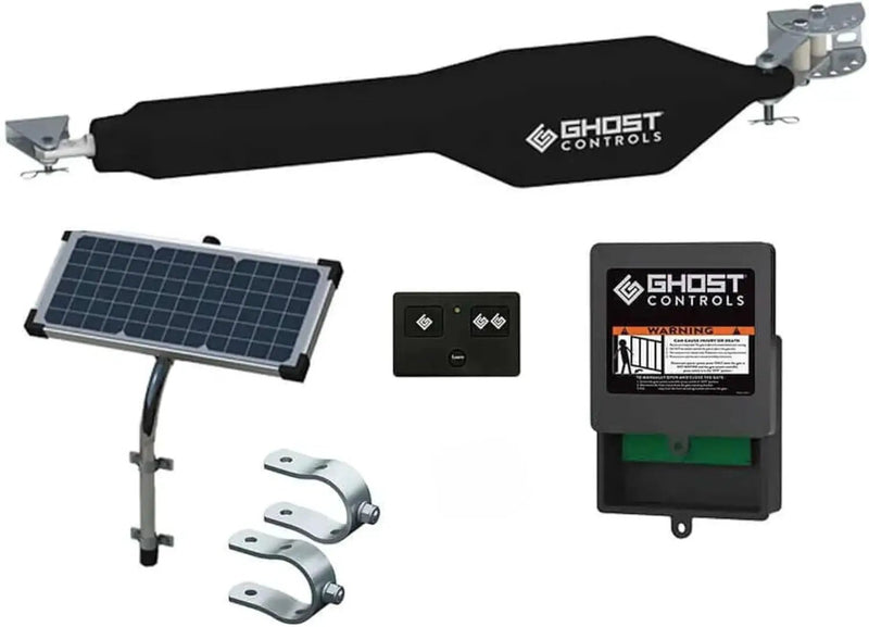 GC GHOST CONTROLS Solar Heavy-Duty Automatic Gate Opener Kit for Driveway Swing Gates with Long-Range Solar Gate Opener Remote - Model TSS1XP by GreenHaven Gardens