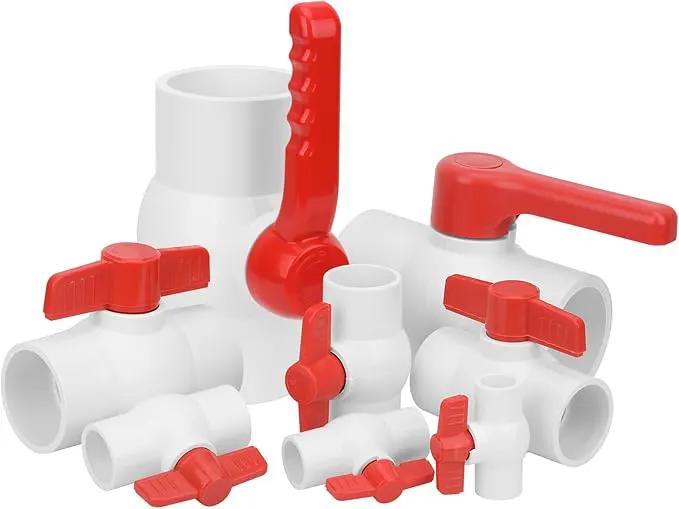 3Inch PVC Ball Valve Water Pipe Shut-off Valve Socket with Red T-Handle for Cold Water Supply lines, Irrigation Pipe fitting System(Socket x Socket), 3" PVC Water Shut-off Valves Fitting, SCH40 by GreenHaven Gardens