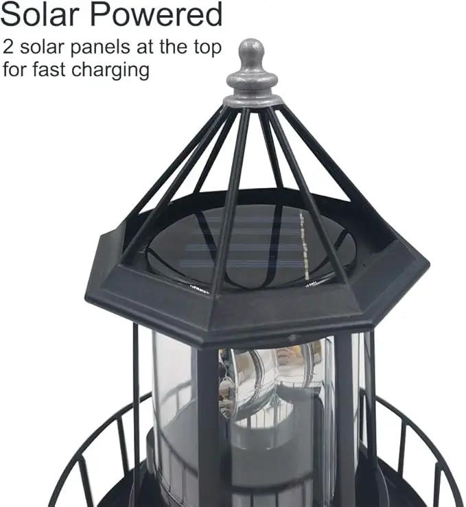LED Solar Powered Lighthouse, 360 Degree Rotating Lamp, IP65 Waterproof LED Solar Lighthouse Garden Yard Outdoor Decor by GreenHaven Gardens
