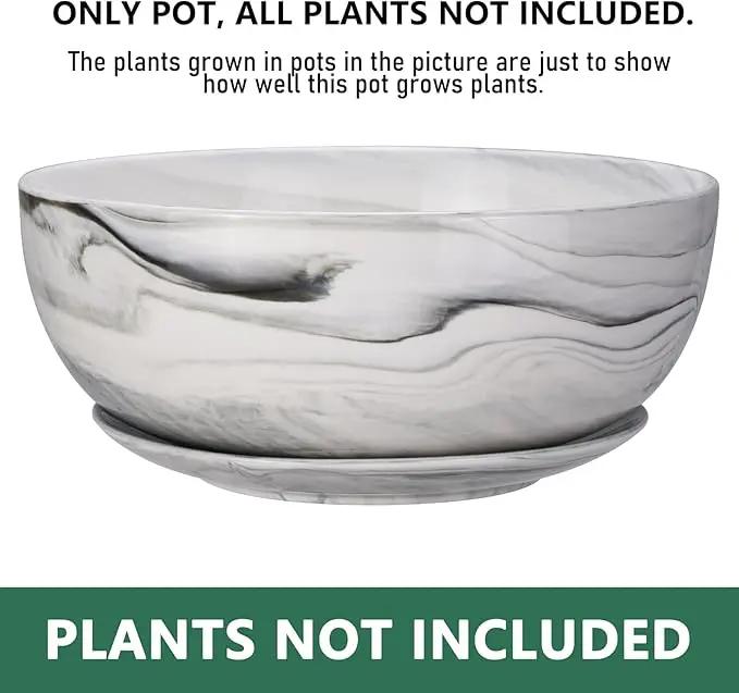 G EPGardening 10Inch Large Planter Pot Marble Pattern Ceramic Succulent Planter Big Plant Pot Succulents Container Flower Pot Indoor Outdoor Decor by GreenHaven Gardens